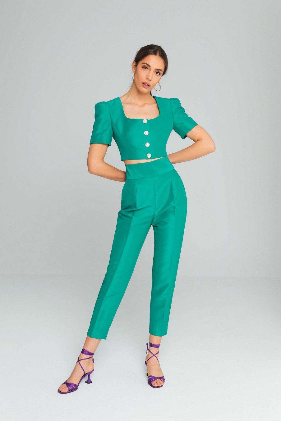 Camisas E Blusas Elsa Barreto | Blusa Com Botoes Verde