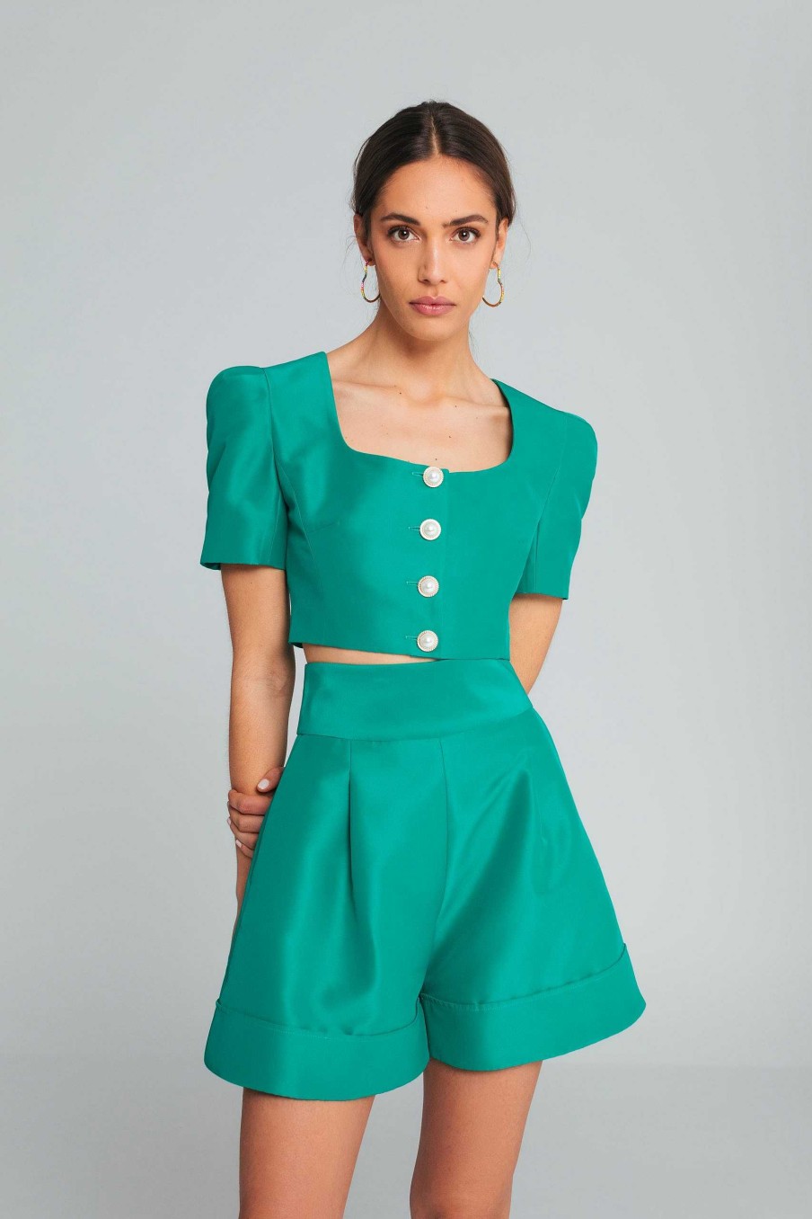 Camisas E Blusas Elsa Barreto | Blusa Com Botoes Verde