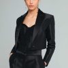 Casacos Elsa Barreto | Smoking Cropped Blazer Preto